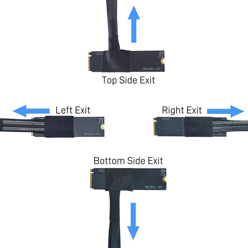 LetLinkSo PCIe 5.0 M.2 to U.2 Adapter, M.2 to SFF-8639 U.2 NVMe SSD Cable with 15Pin Power, Left Exit, 1.6ft (50cm) - Image 3